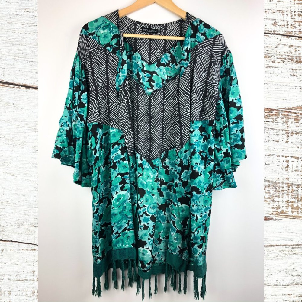 Volcom Kimono Fringed Flowy Cardigan XS/S Small